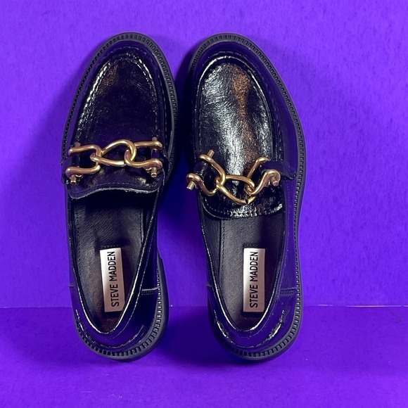 Steve Madden Karmine Black Leather Slip-On Loafers Shoe Size 7-NEW - Picture 5 of 9